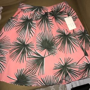 Pink & green floral skirt with pockets